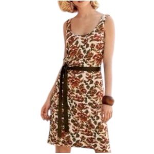 Peruvian Connection Floral Print Dress with Leather Belt Size XL